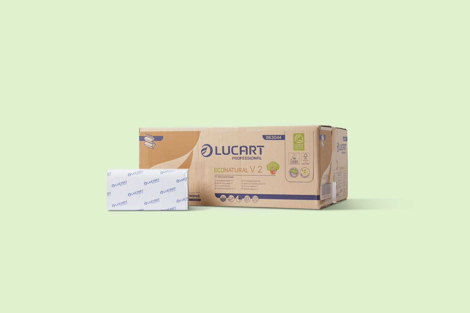 Lucart V-gevouwen ongebleekt handdoekpapier